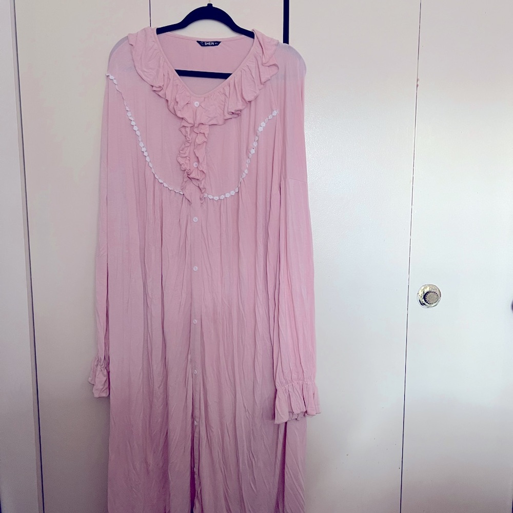 PLUS Ruffle Detail Bell Sleeve Button Front Nightdress
